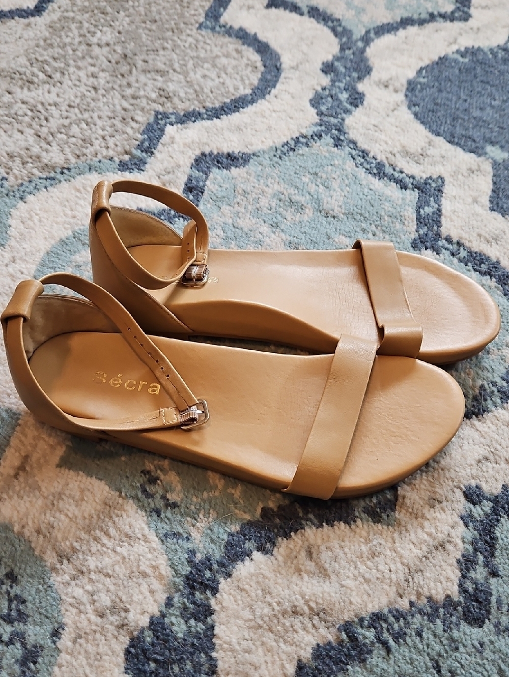 Sécrà Tan Leather Ankle-Strap Women's Sandals